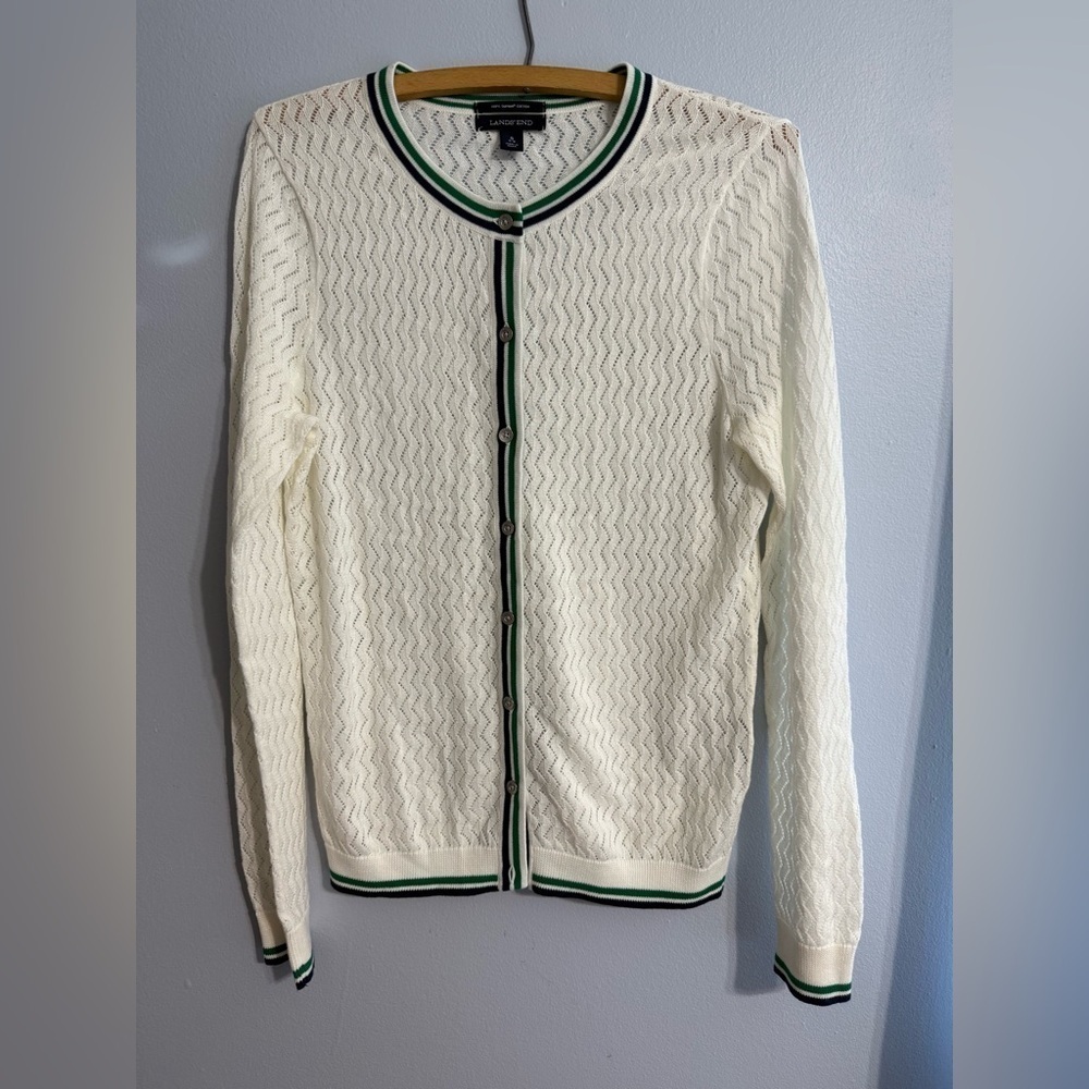 Lands' End Pointelle Cardigan 100% Supima Cotton